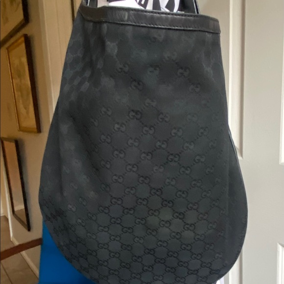 Vintage Gucci Large Black Canvas Logo Hobo Bag - Picture 4 of 10